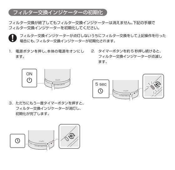 フィルターを交換したのに、フィルター交換インジゲーターが消えません